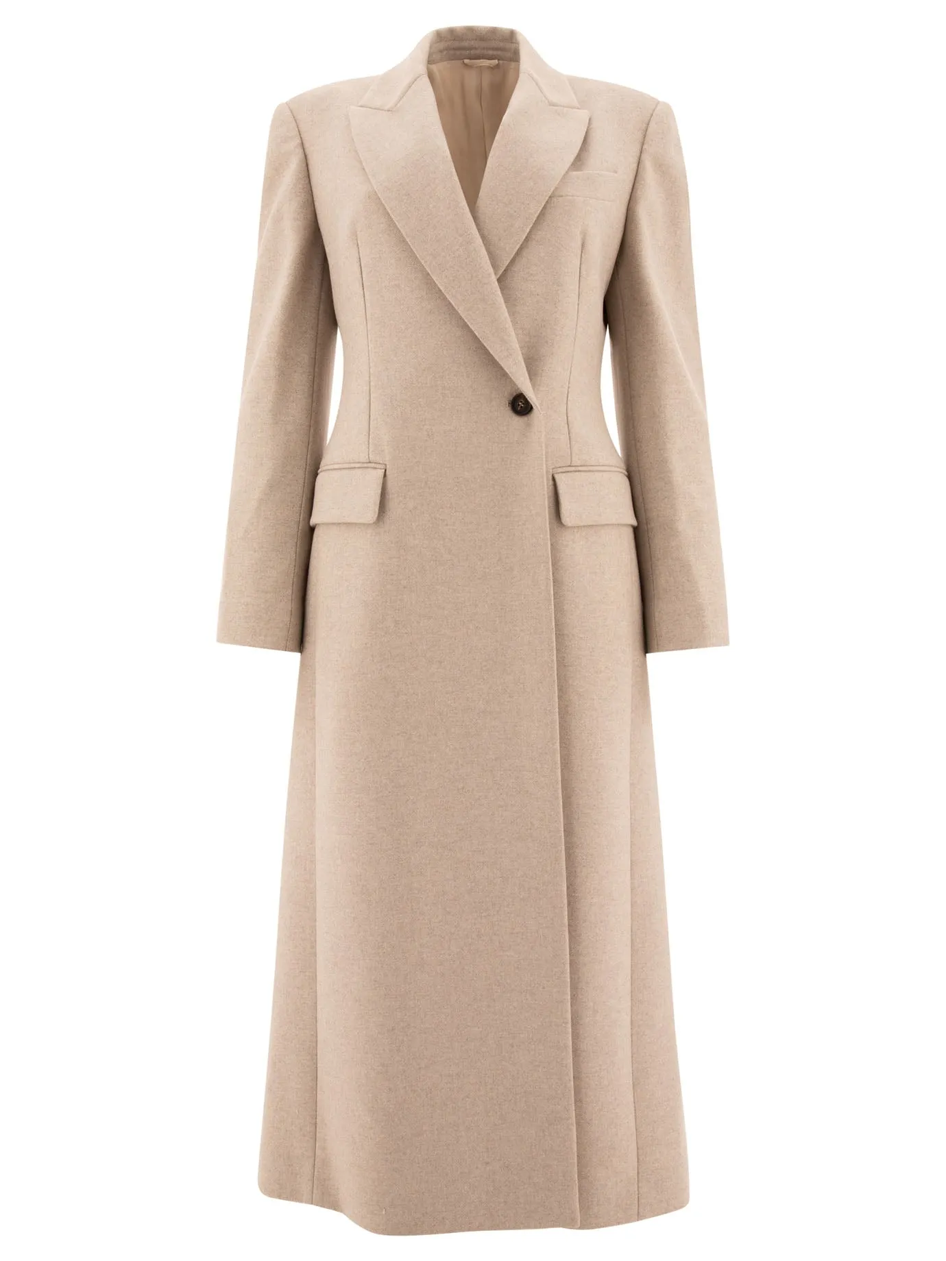 LIGHTWEIGHT WOOL CLOTH COAT WITH MONILI