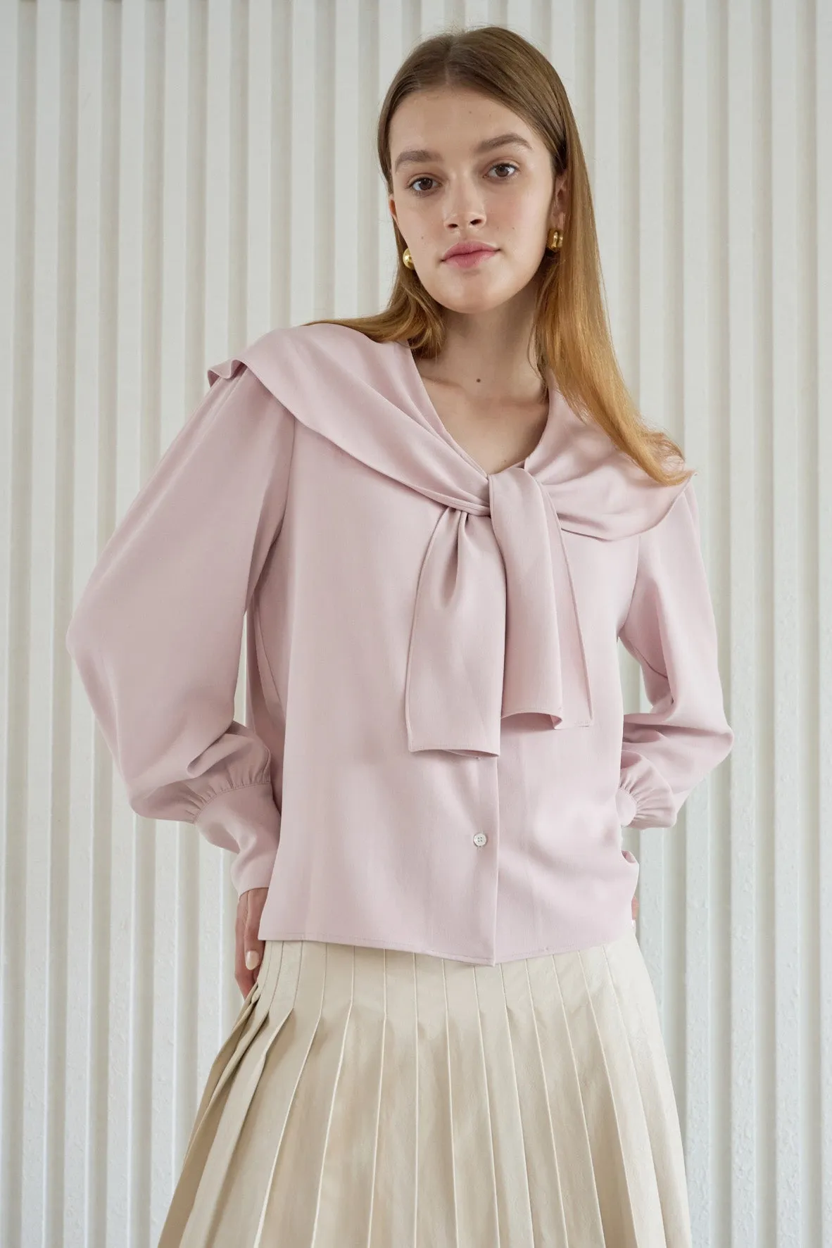 Lucy Scarf Blouse In Pale Pink