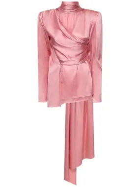 Magda Butrym   Silk satin draped long sleeve wrap top 