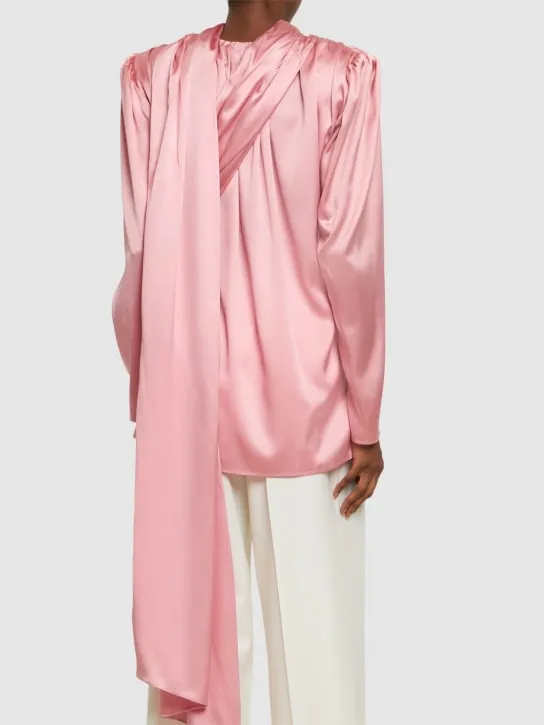 Magda Butrym   Silk satin draped long sleeve wrap top 