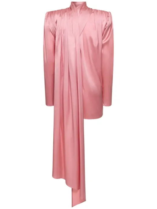 Magda Butrym   Silk satin draped long sleeve wrap top 