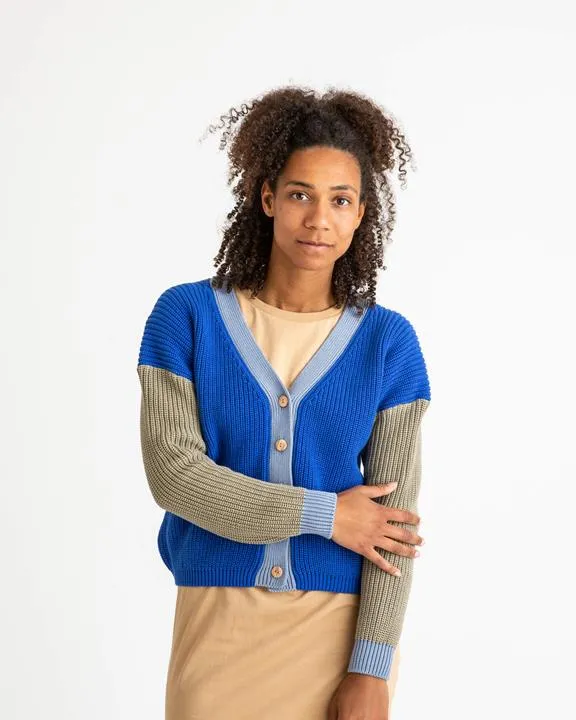 MATONA Cardigan Color Block Cobalt Blue
