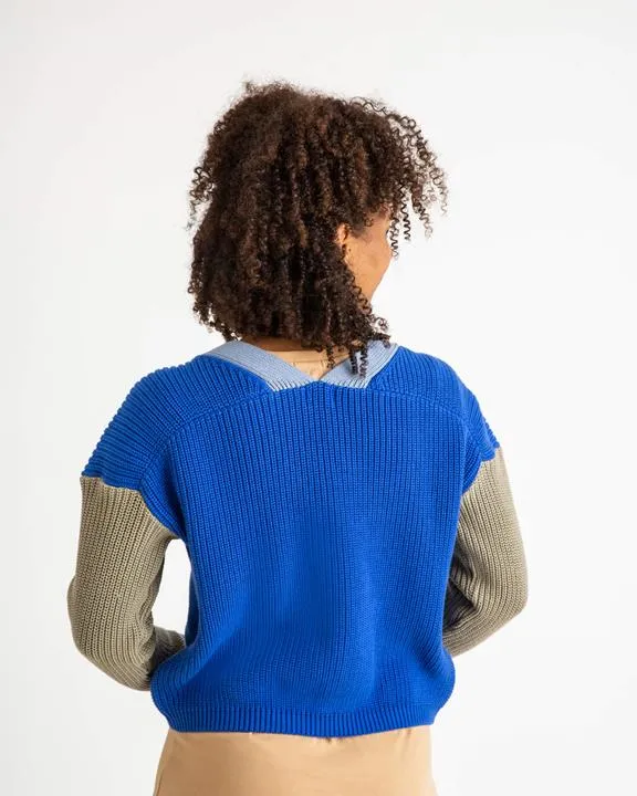 MATONA Cardigan Color Block Cobalt Blue