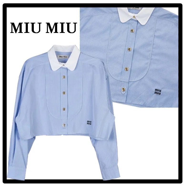 MiuMiu  |Casual Style Street Style Logo Shirts & Blouses