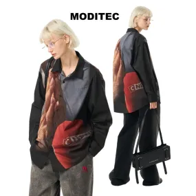 MODITEC  |Unisex Blended Fabrics Street Style Shirts