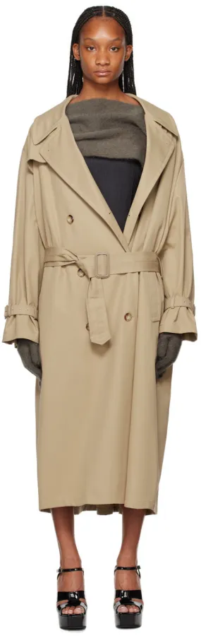 Moschino Beige Notched Lapel Trench Coat