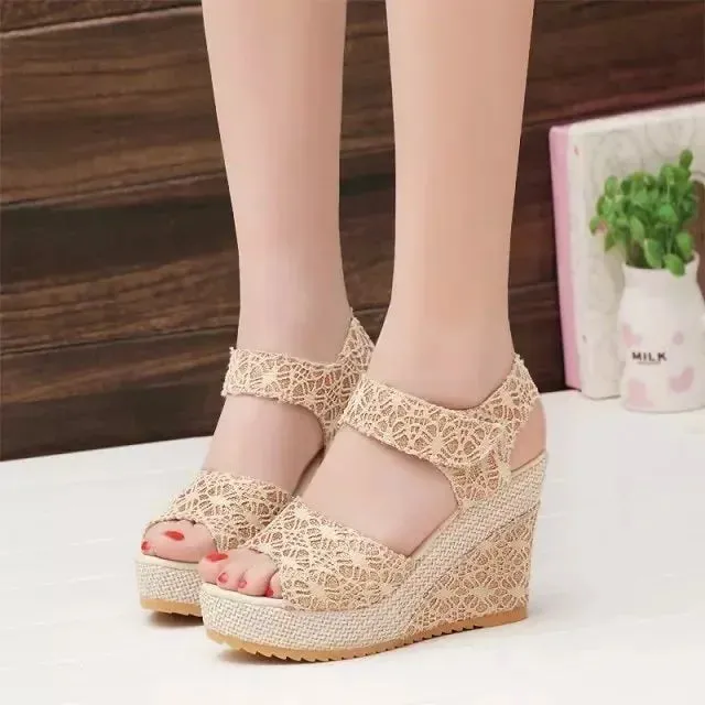 New High-Heeled Wedge Fish Mouth Toe Sandals