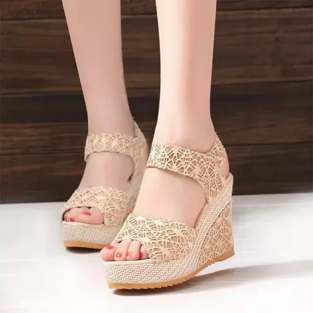 New High-Heeled Wedge Fish Mouth Toe Sandals