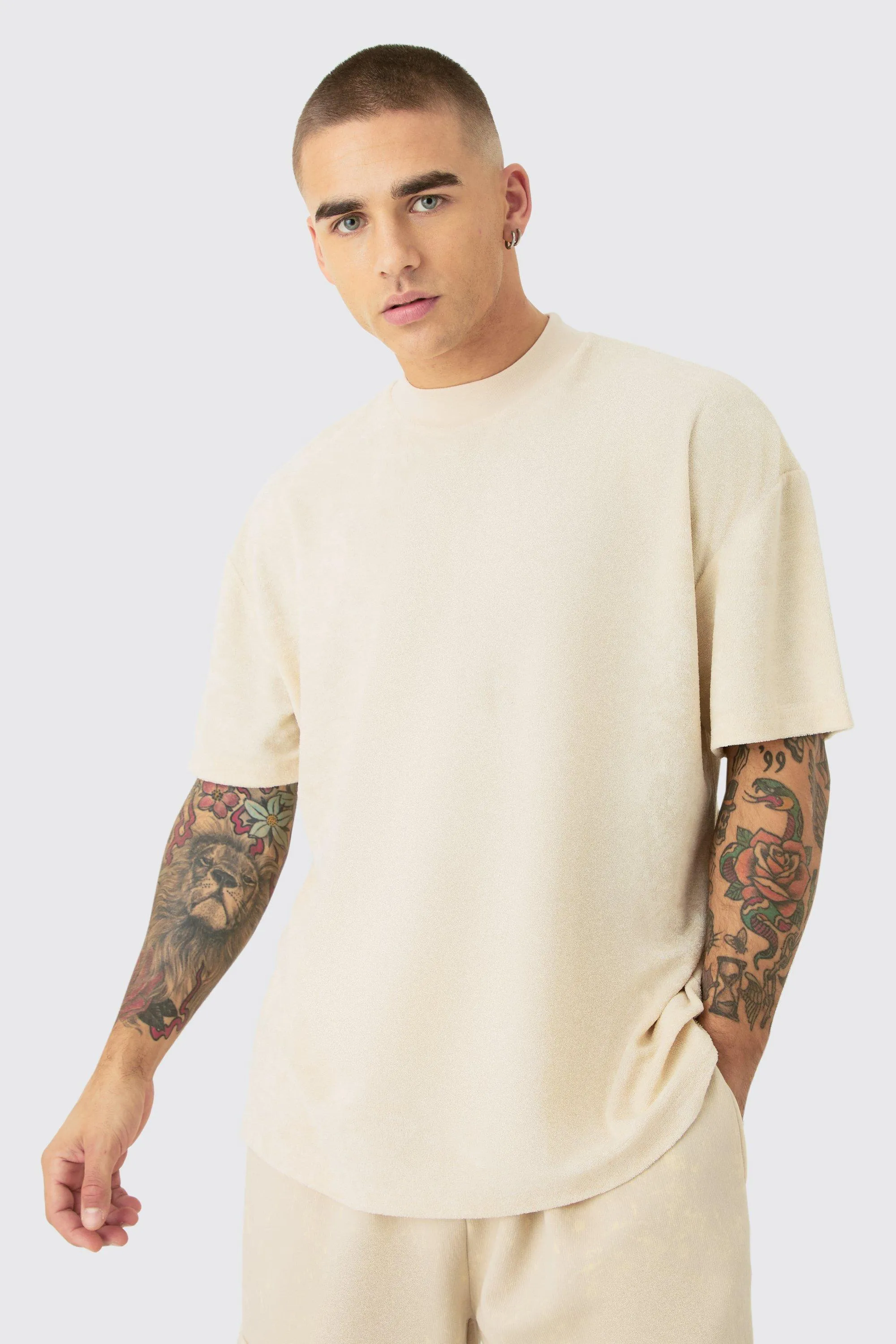 Oversized Extended Neck Toweling T-Shirt