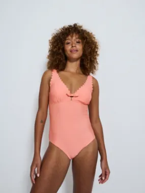 Peach Scallop Edge Bow Swimsuit | Women | George at ASDA