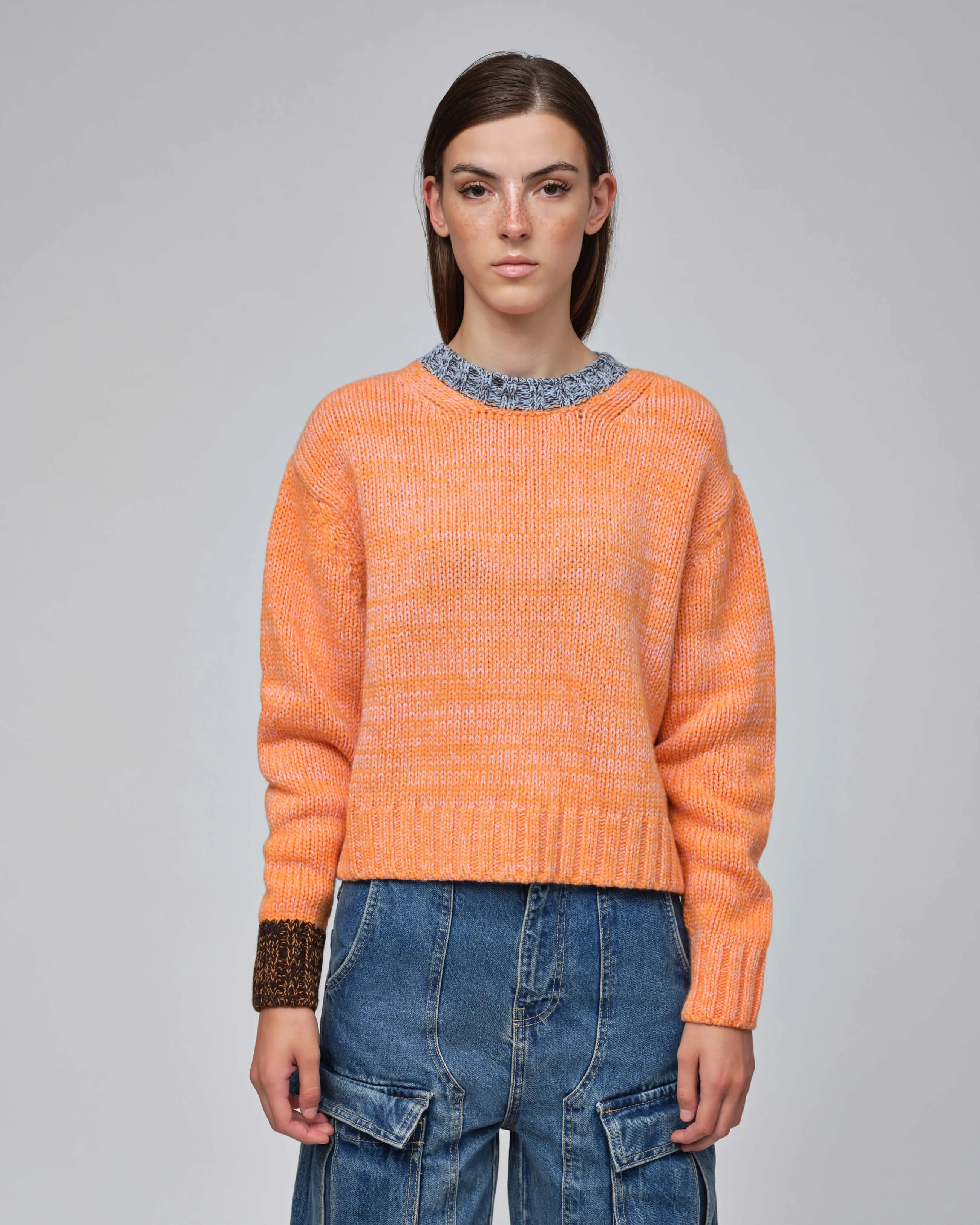  Relaxed Knit Sweater Orange - Rose 