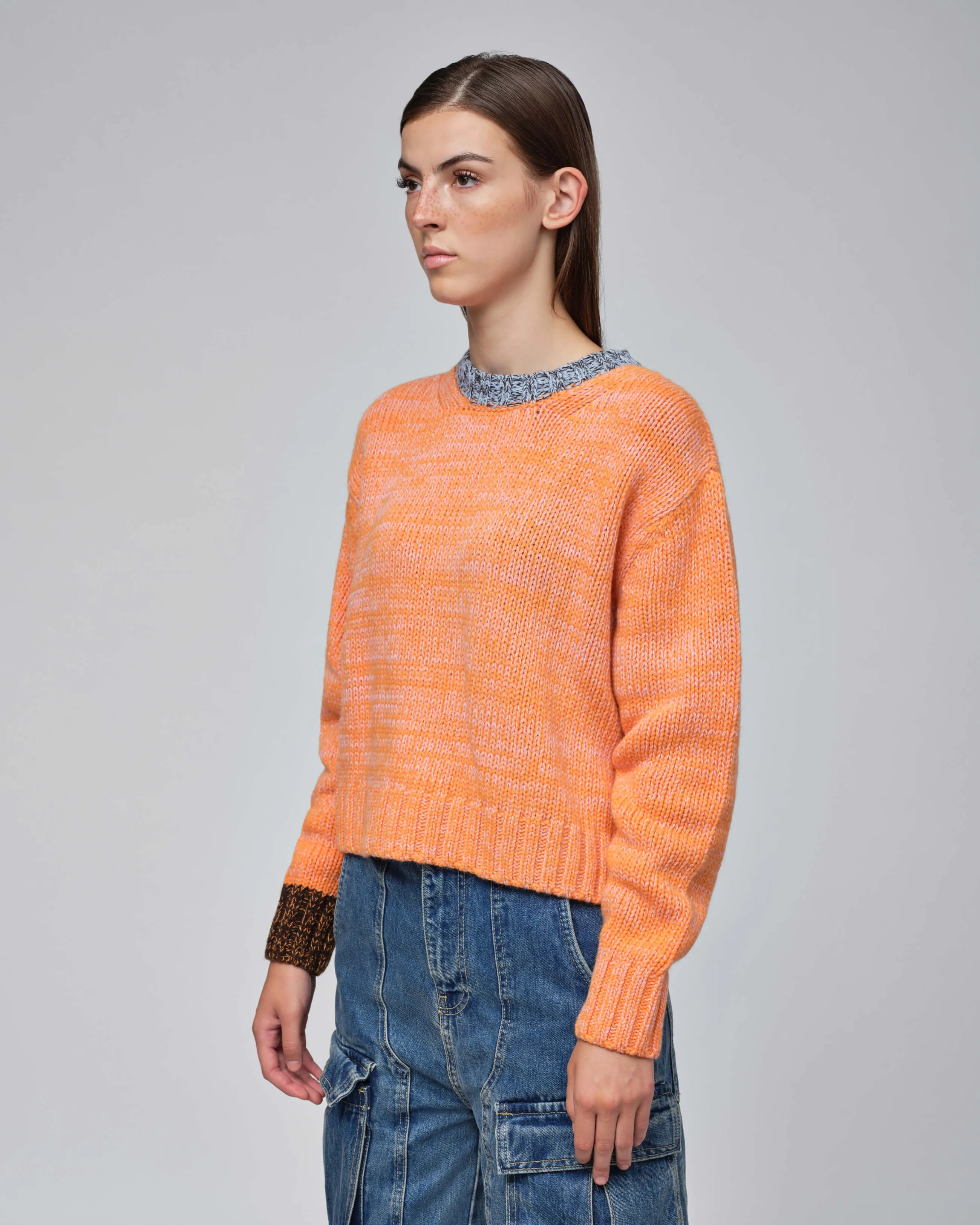  Relaxed Knit Sweater Orange - Rose 