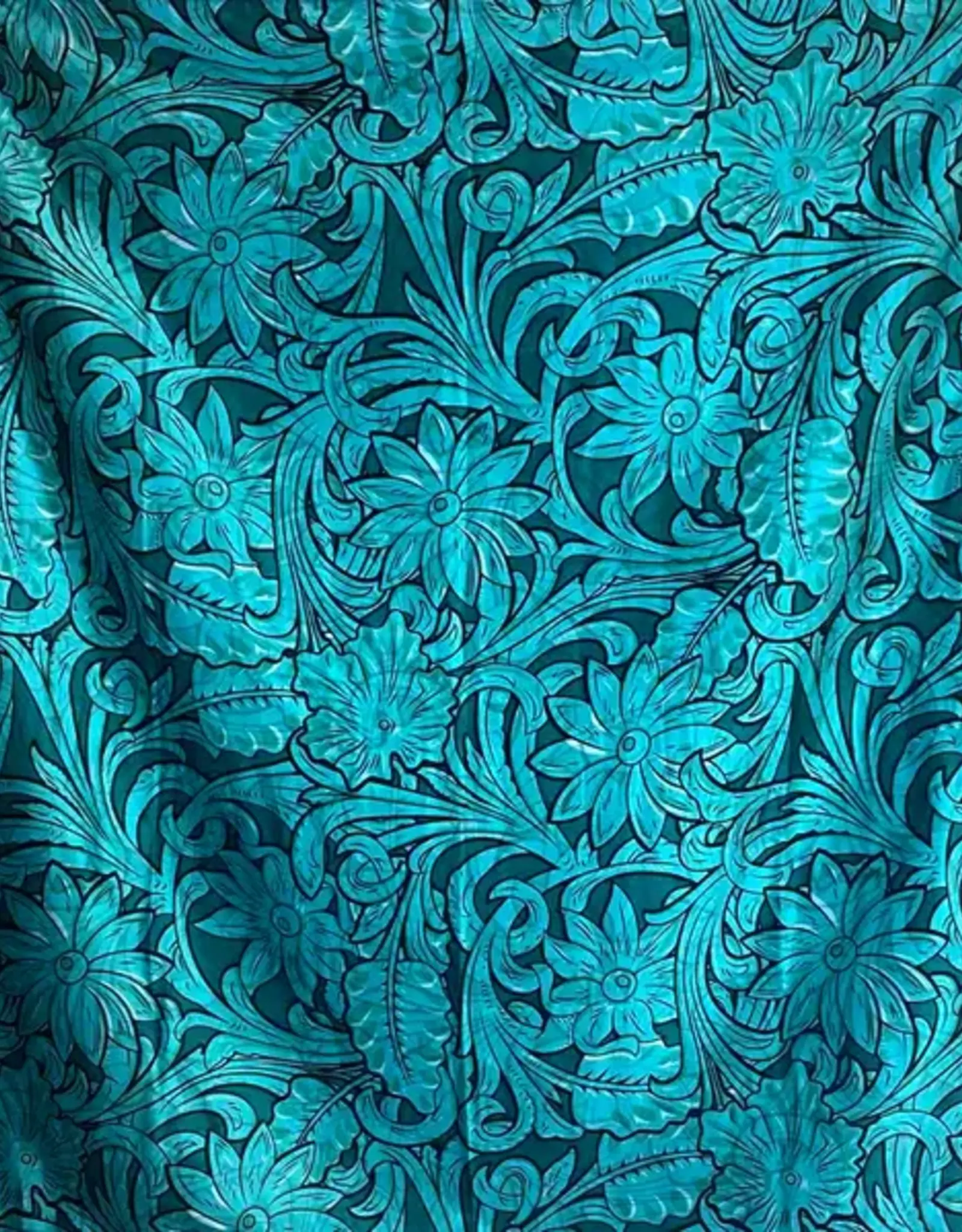 Saddle Up Teal 100% Silk 36x36 Wild Rag