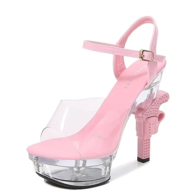 Sexy Pistol High Heel Platforms LED Glowing Rhinestone Women's Sandals