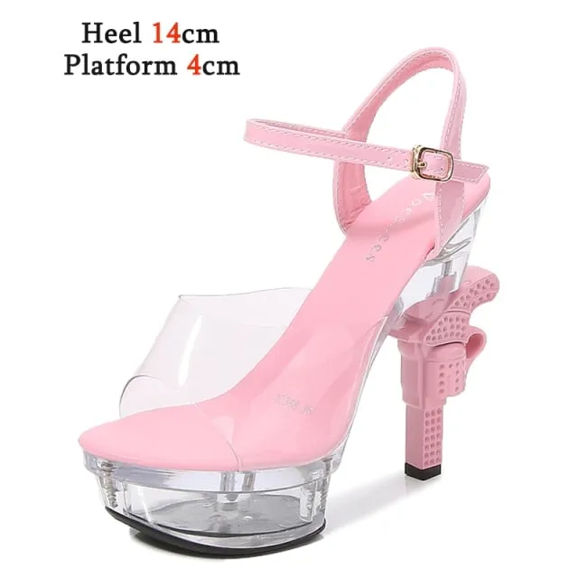 Sexy Pistol High Heel Platforms LED Glowing Rhinestone Women's Sandals