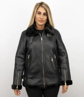 Shearling Lammy Coat For Ladies Black