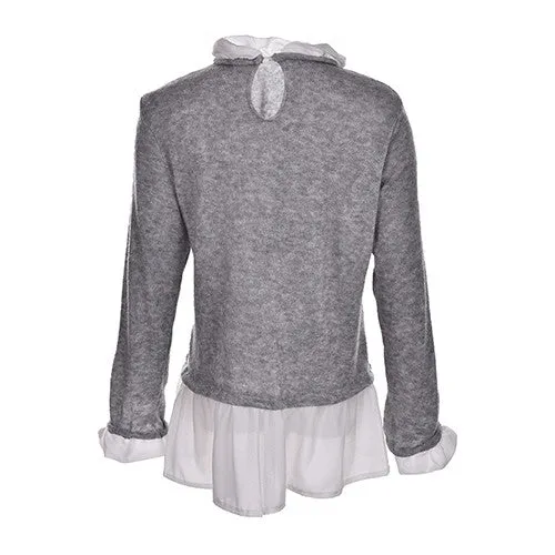 Size S-XL Women Knitted Sweater Long Sleeve Loose Cardigan Jumper Knitwear Outwear Coat Grey Color SM6