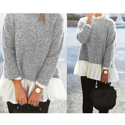 Size S-XL Women Knitted Sweater Long Sleeve Loose Cardigan Jumper Knitwear Outwear Coat Grey Color SM6