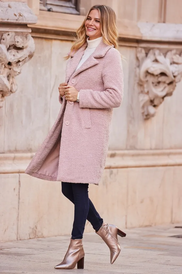 Soft Pink Super Cosy Borg Coat