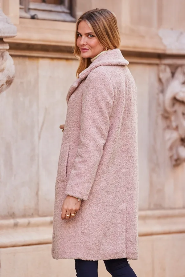 Soft Pink Super Cosy Borg Coat