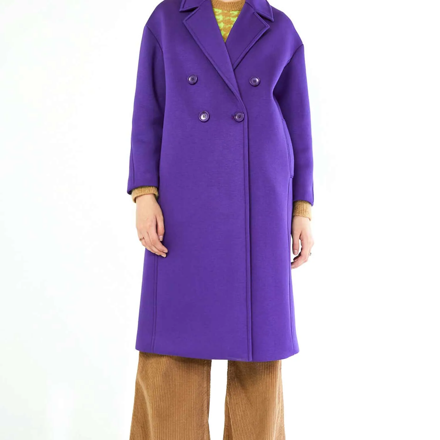 Souvenir Double-Breasted Purple Coat