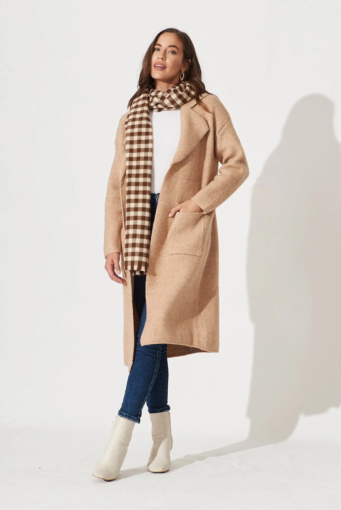 St Ives Coatigan In Brown Wool Blend