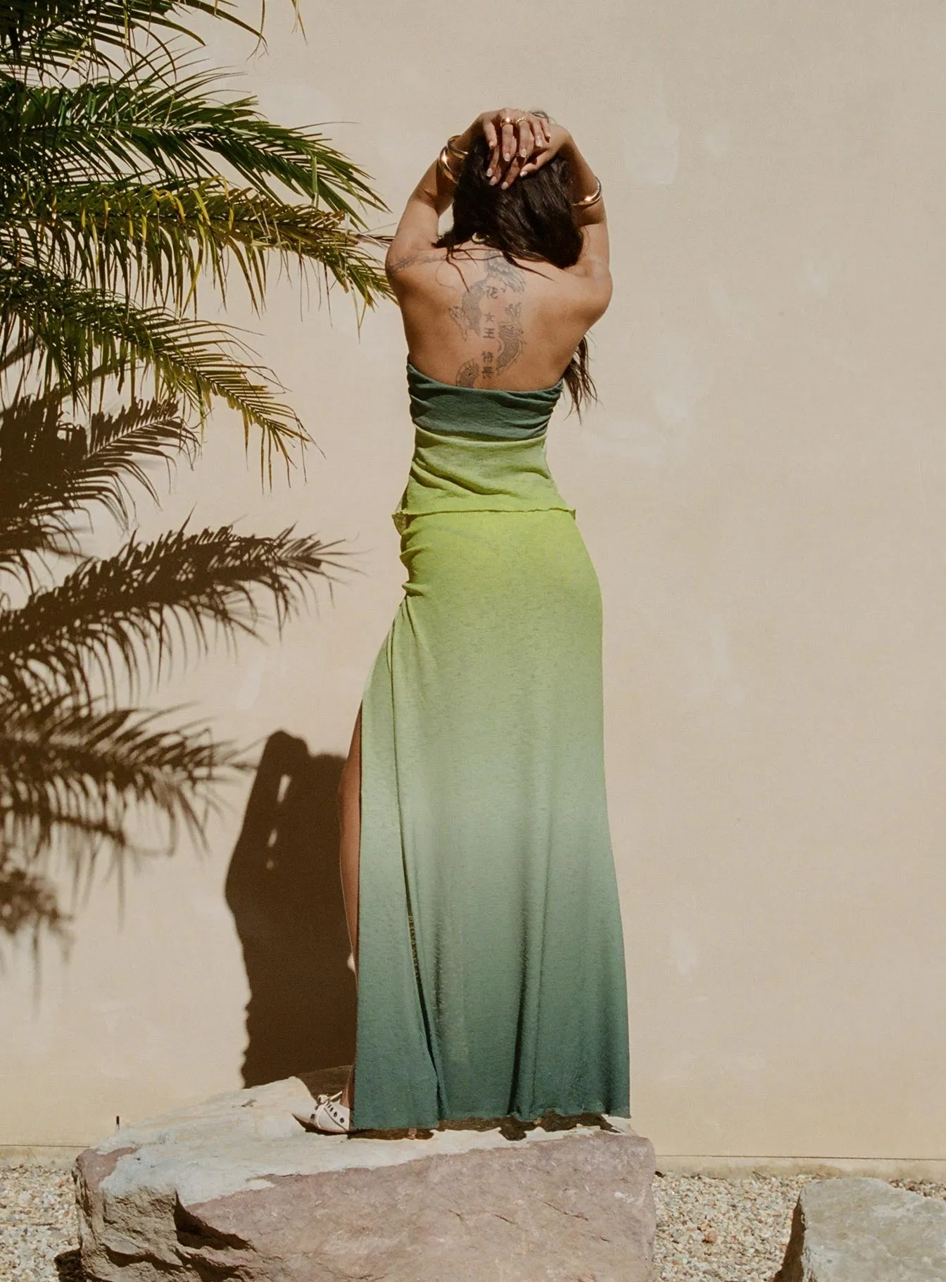 Star Girl Maxi Skirt Green Ombre