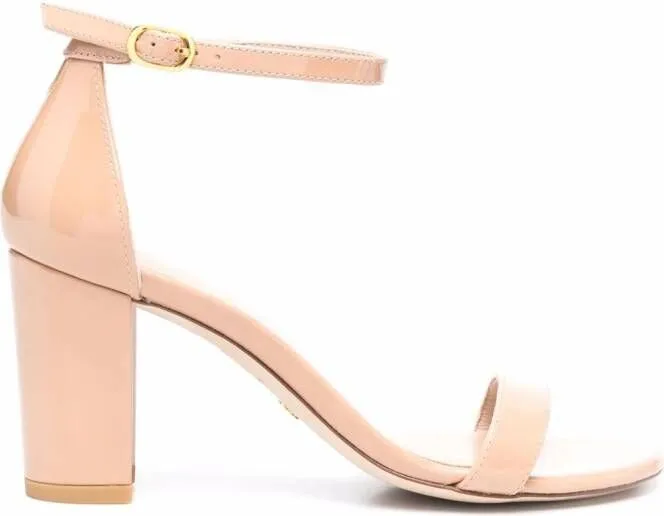 Stuart Weitzman NudistSong 80mm patent leather sandals Neutrals