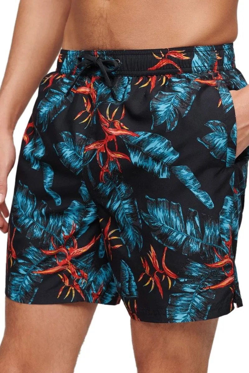 Superdry Hawaiian Print Swim Shorts Dark Navy Fire