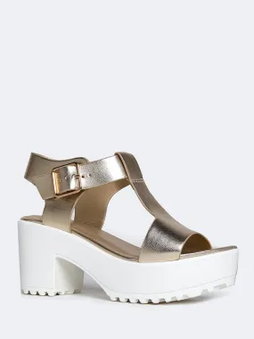 T Strap Platform Sandals