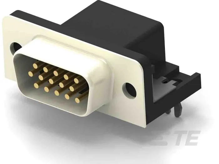 TE Connectivity 15 Way Right Angle PCB D-sub Connector Plug, 2.29mm Pitch, with Boardlocks