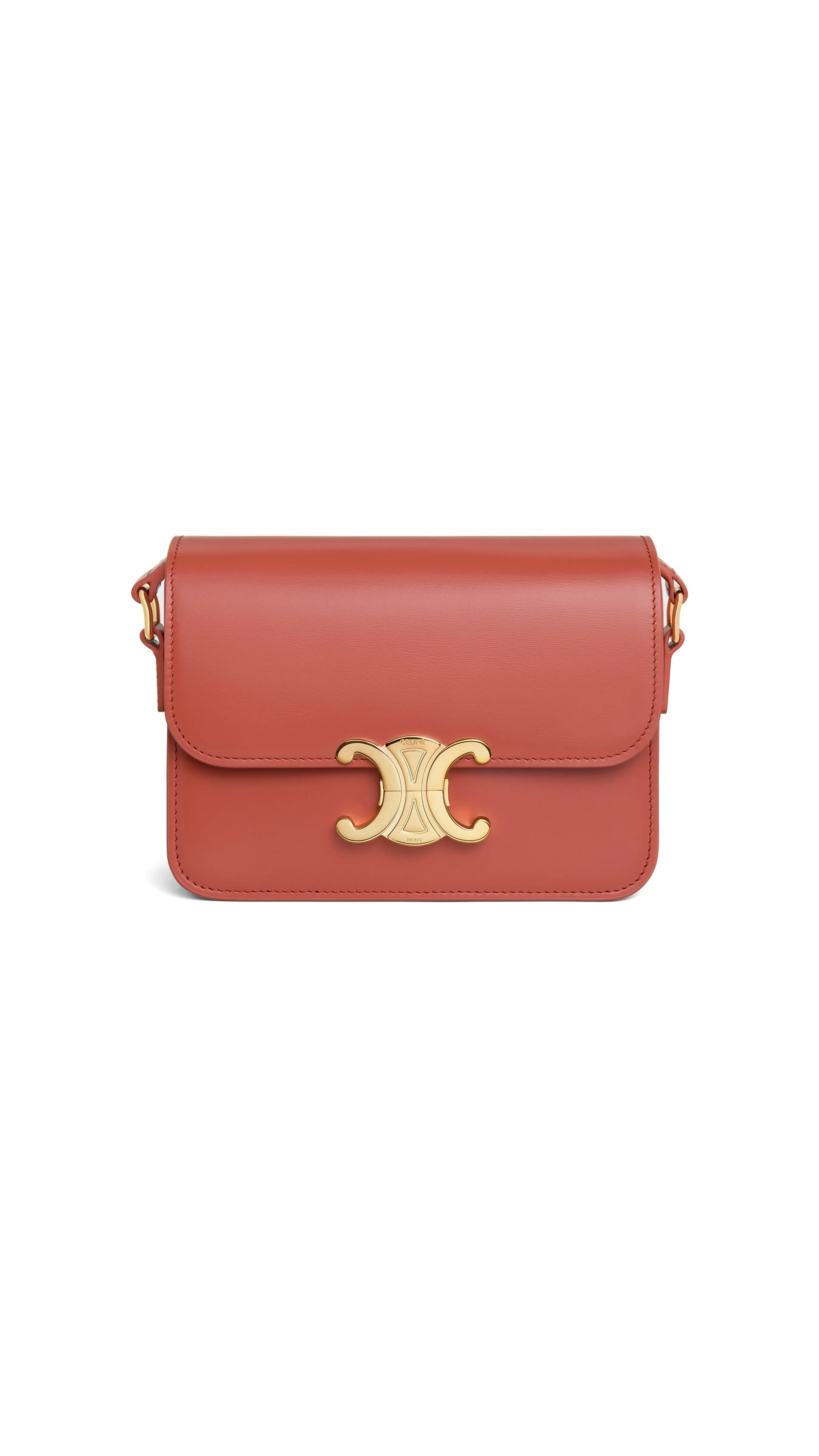 Teen Triomphe Bag in Shiny Calfskin - Red Canyon