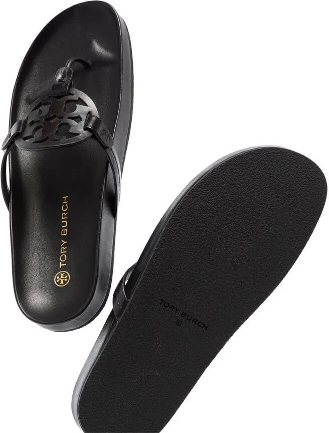 Tory Burch Miller monogram flat sandals Black