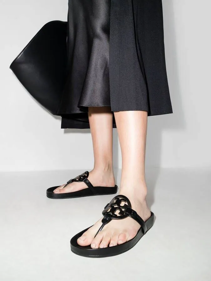 Tory Burch Miller monogram flat sandals Black