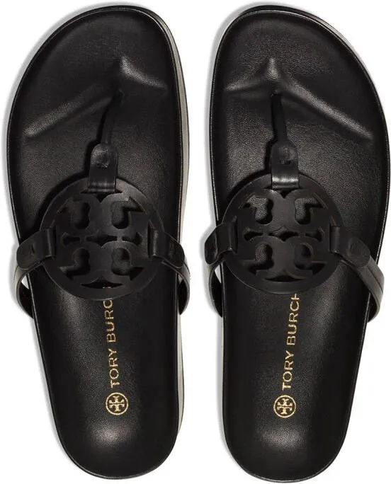 Tory Burch Miller monogram flat sandals Black