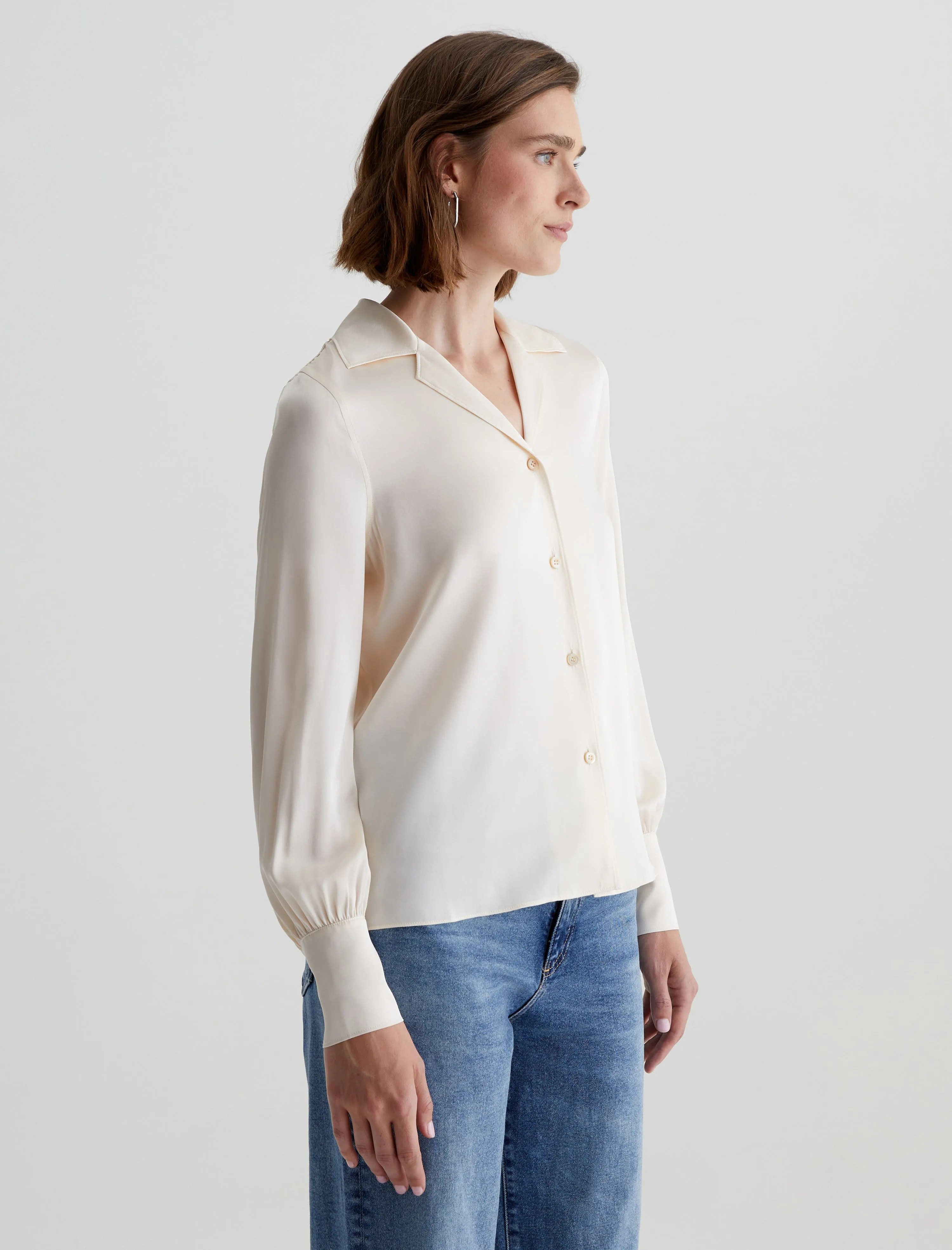     Valerie Blouse   Notched Collar Silk Blouse  