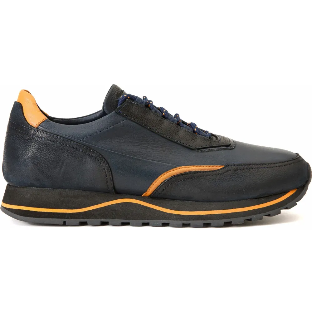 Vinci Leather The Ring Navy Leather Sneaker (14249)