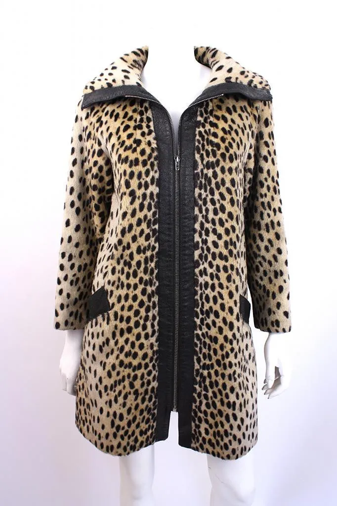 Vintage 60's SAFARI Faux Leopard Fur Coat