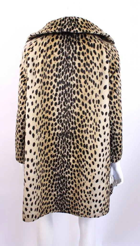 Vintage 60's SAFARI Faux Leopard Fur Coat