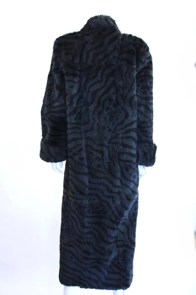 Vintage Zebra Print Rabbit Fur Coat