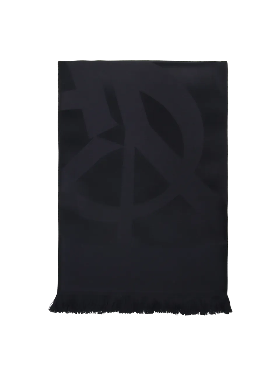 WOMAN SAINT LAURENT BLACK WOOL MONOGRAM SCARF