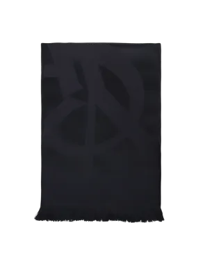 WOMAN SAINT LAURENT BLACK WOOL MONOGRAM SCARF