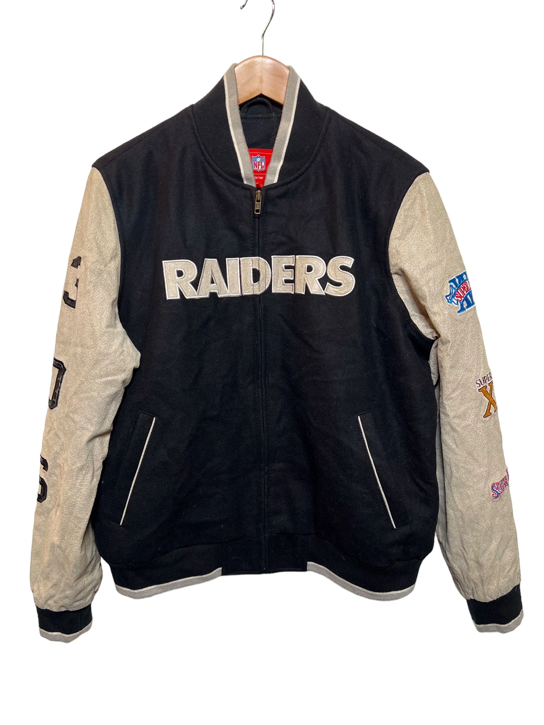 Women's Raiders Black Varsity Jacket (Size XL)