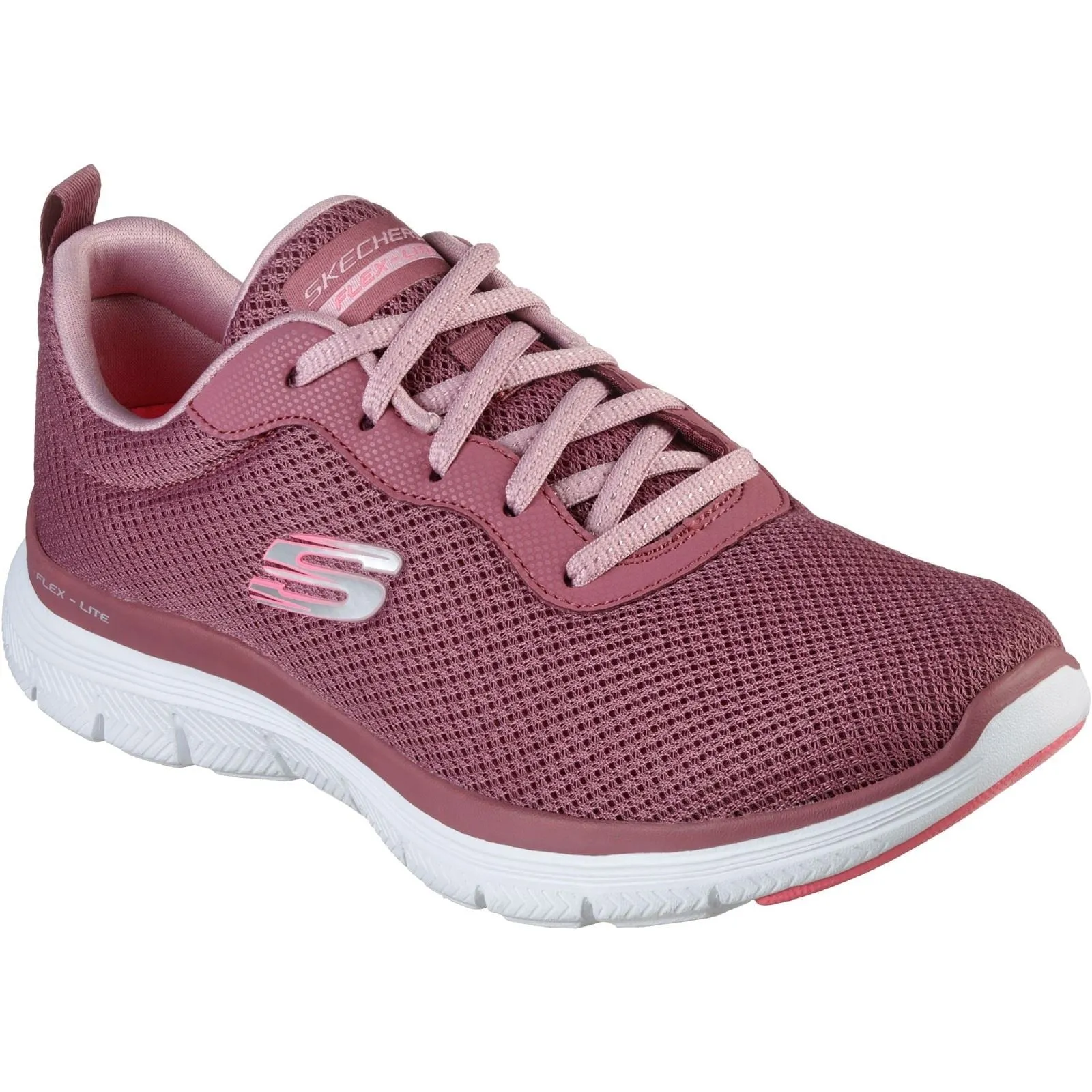 Women's Wide Fit Skechers 149303 Flex Appeal 4.0 Brilliant View Sneakers - Mauve