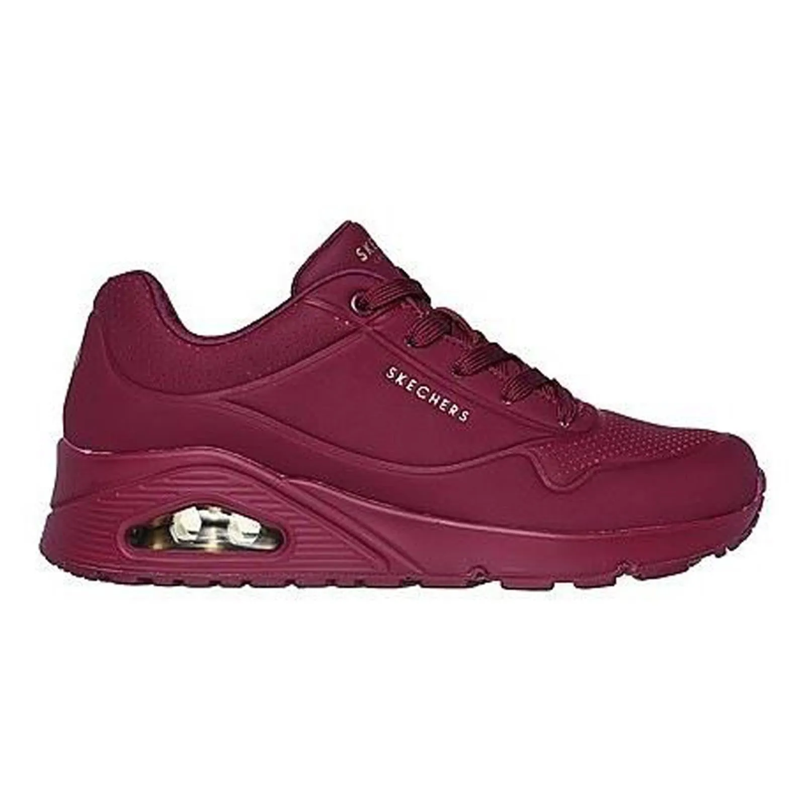 Women's Wide Fit Skechers 73690 Uno Stand On Air Sports Sneakers - Plum